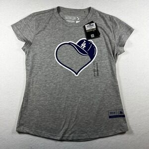 Baseballism Los Angeles Dodgers Heart Cap Graphic T-Shirt Gray Kids Large‎ NWT